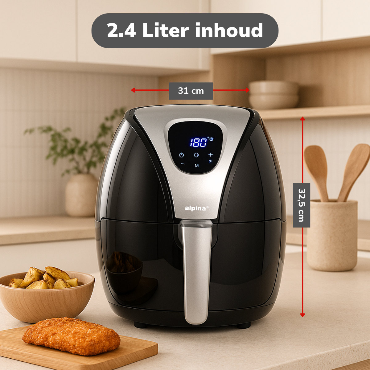 alpina Airfryer 2.4L - Heteluchtfriteuse voor 1-4 Personen - maximondo