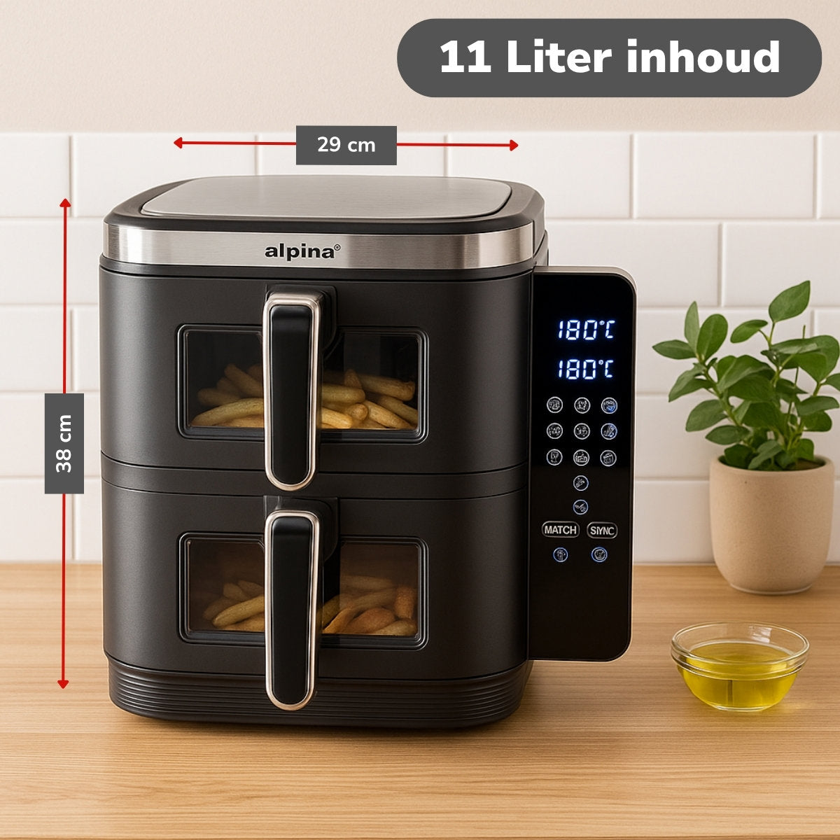 alpina Airfryer XXXL - Heteluchtfriteuse 11L - 8 Personen - maximondo