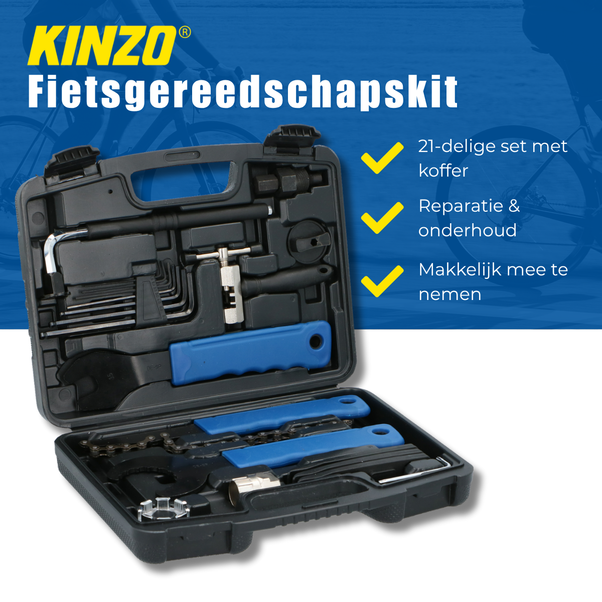 Kinzo Fiets Reparatieset 21-Delig - maximondo