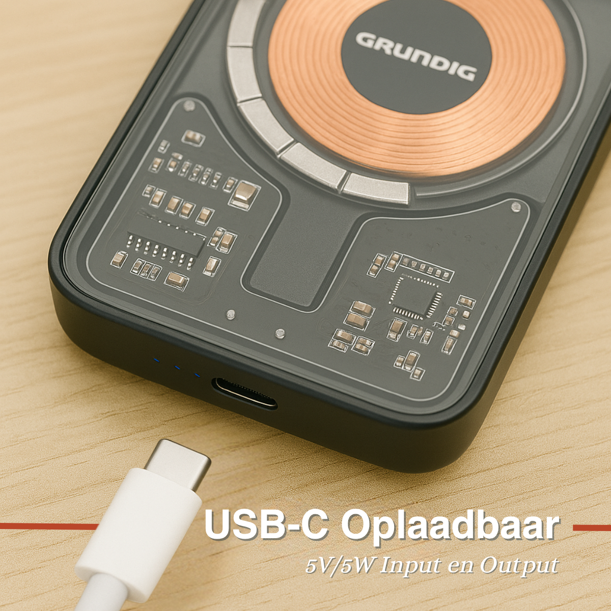 Grundig Draadloze Powerbank Transparent 5000mAh - maximondo