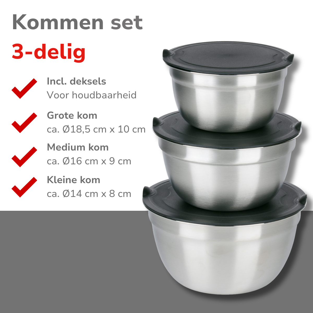 alpina RVS Kommen 3Delig - maximondo