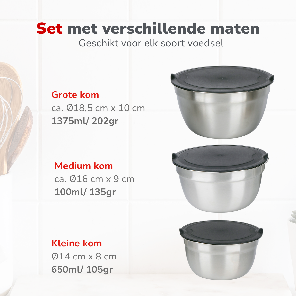 alpina RVS Kommen 3Delig - maximondo