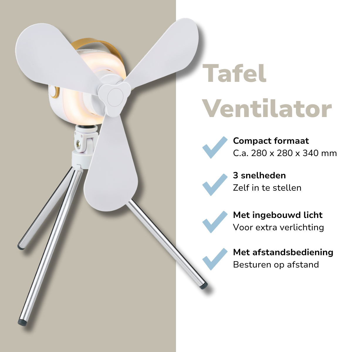Lifetime Air Tafelventilator USB-C Oplaadbaar - maximondo
