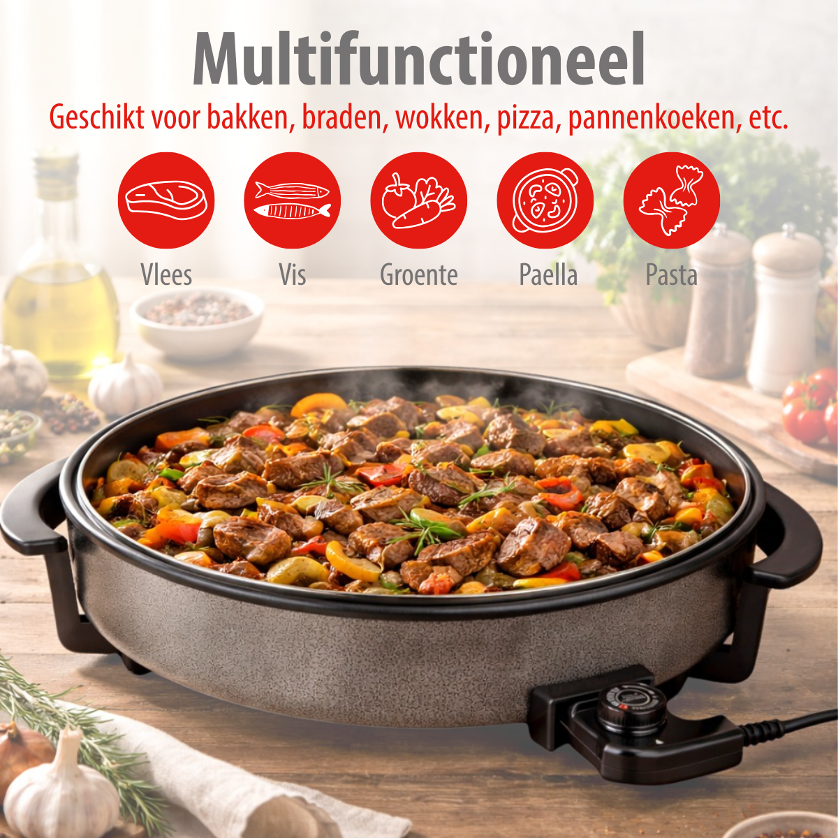 alpina Party Pan - Elektrische Hapjespan met Deksel - Ø40CM - maximondo