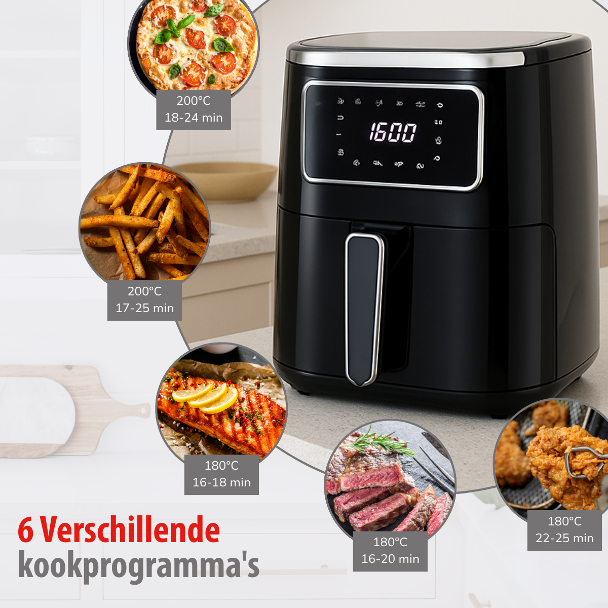 alpina Airfryer 4.5L - Heteluchtfriteuse voor 1-4 Personen - maximondo