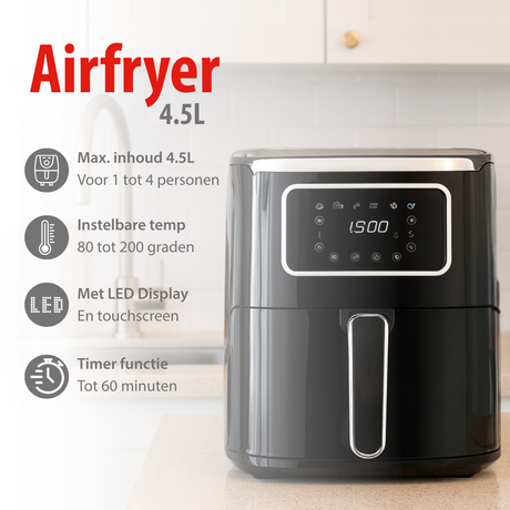 alpina Airfryer 4.5L - Heteluchtfriteuse voor 1-4 Personen - maximondo