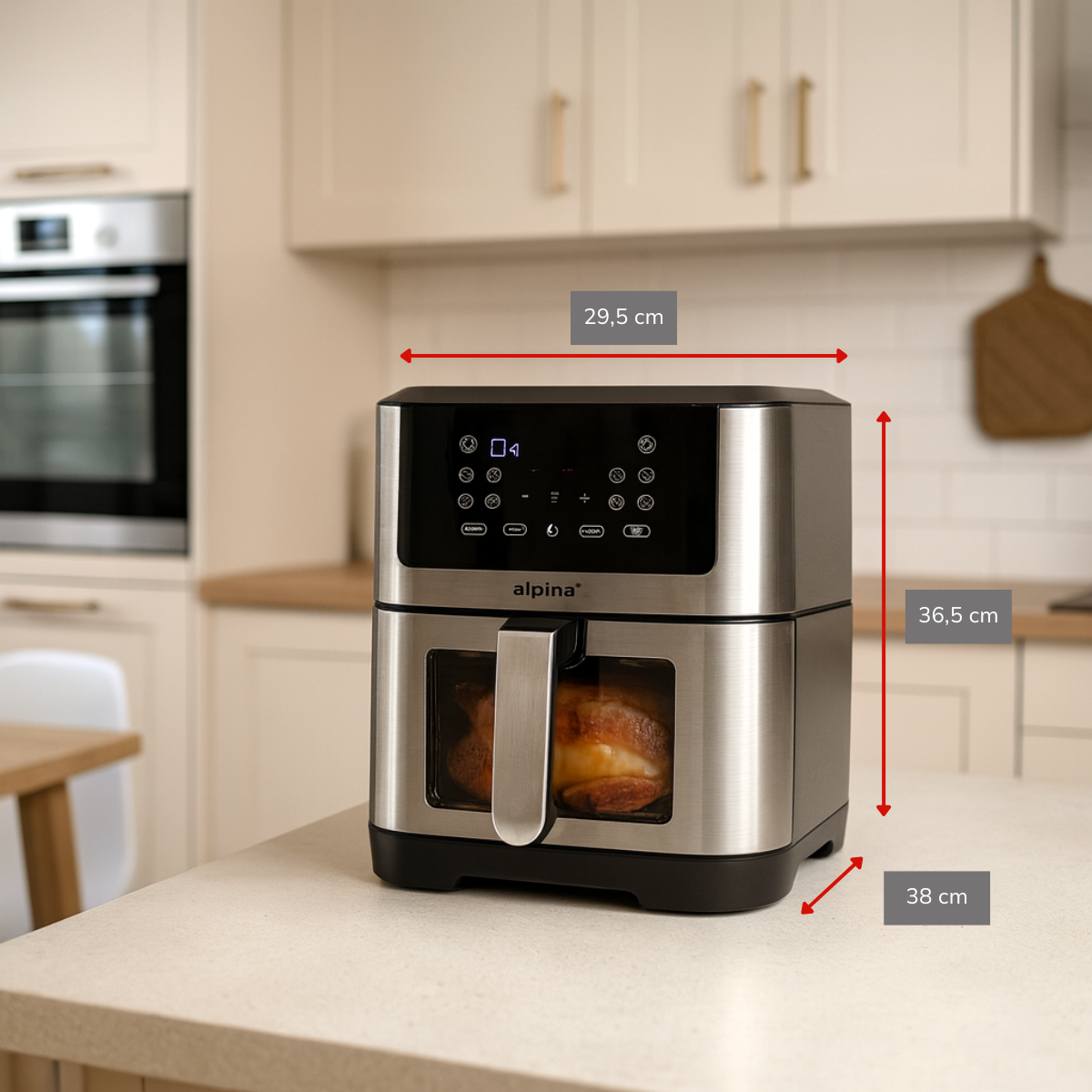 alpina Dubbele Airfryer XXL - Heteluchtfriteuse 8L - maximondo