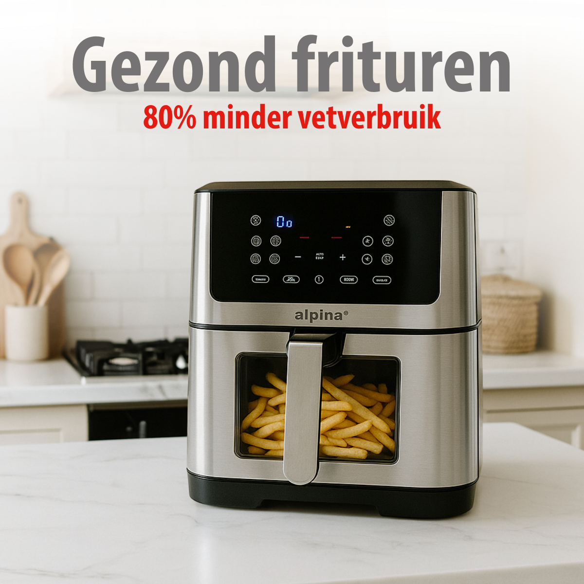 alpina Dubbele Airfryer XXL - Heteluchtfriteuse 8L - maximondo