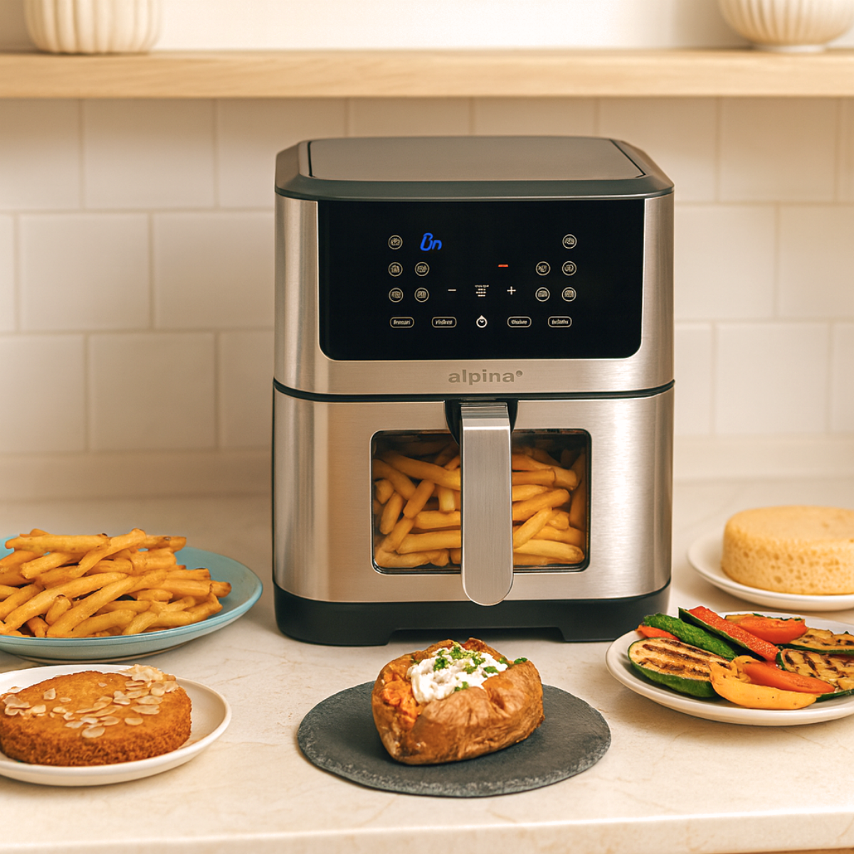alpina Dubbele Airfryer XXL - Heteluchtfriteuse 8L - maximondo