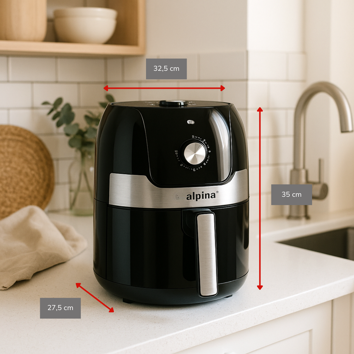alpina Airfryer 3.5L - Heteluchtfriteuse voor 1-4 Personen - maximondo