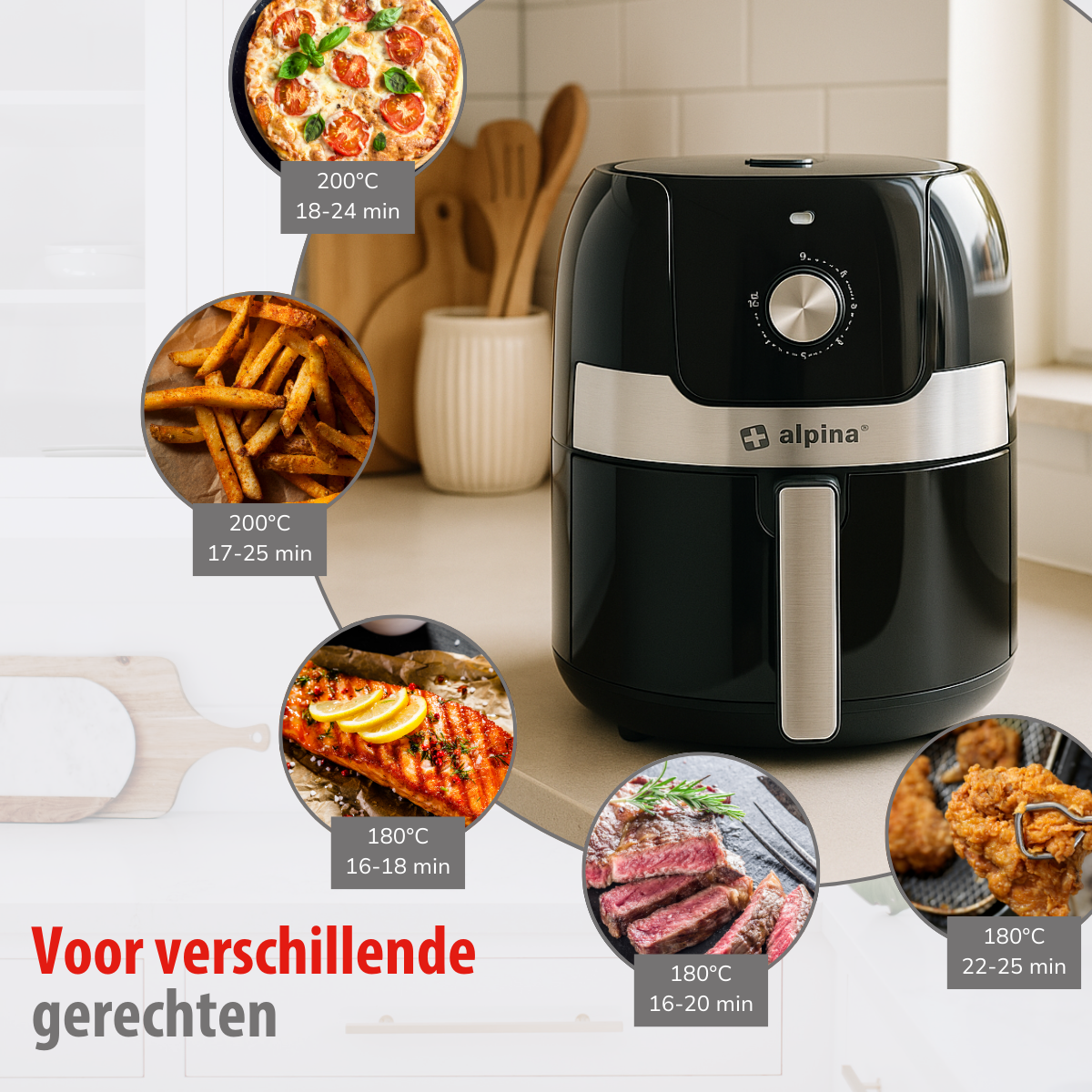 alpina Airfryer 3.5L - Heteluchtfriteuse voor 1-4 Personen - maximondo