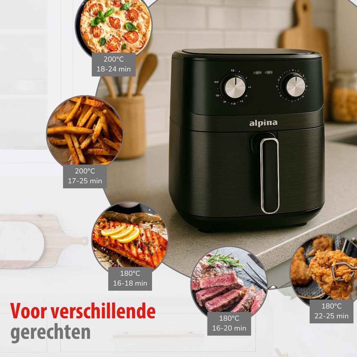 alpina Airfryer XL - Heteluchtfriteuse 6L - 2-5 Personen - maximondo