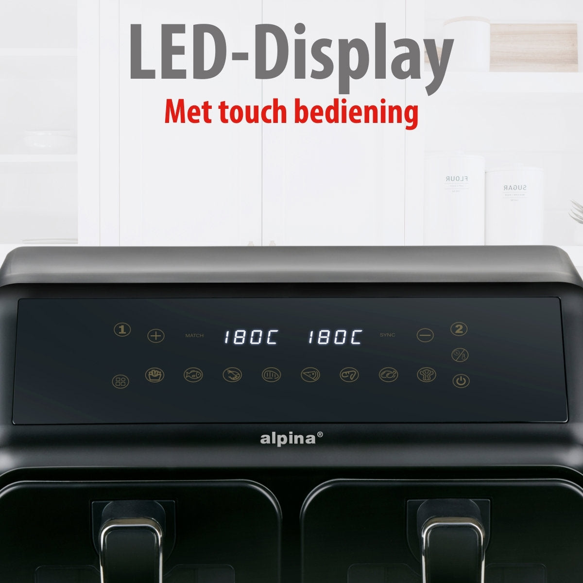 alpina Dubbele Airfryer XXL - Heteluchtfriteuse 2x4L