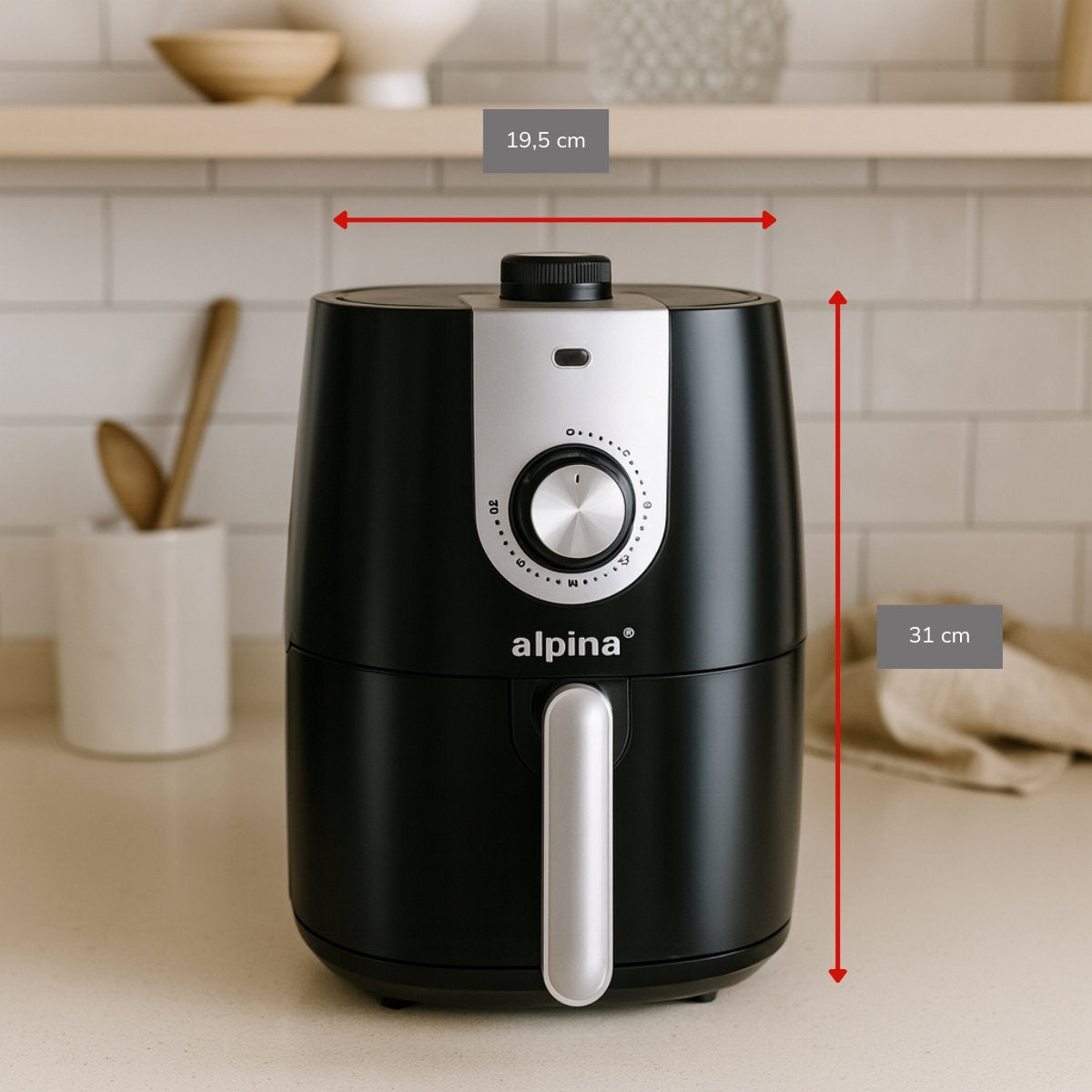 alpina Airfryer 2L - Heteluchtfriteuse voor 1-4 Personen - maximondo