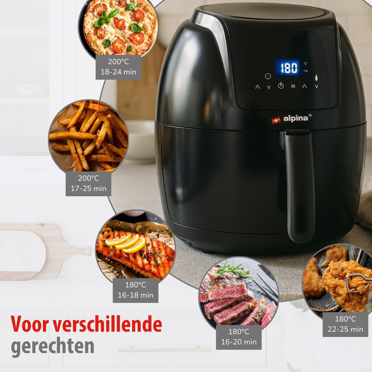 alpina Airfryer 5L - Heteluchtfriteuse 1-4 Personen - maximondo