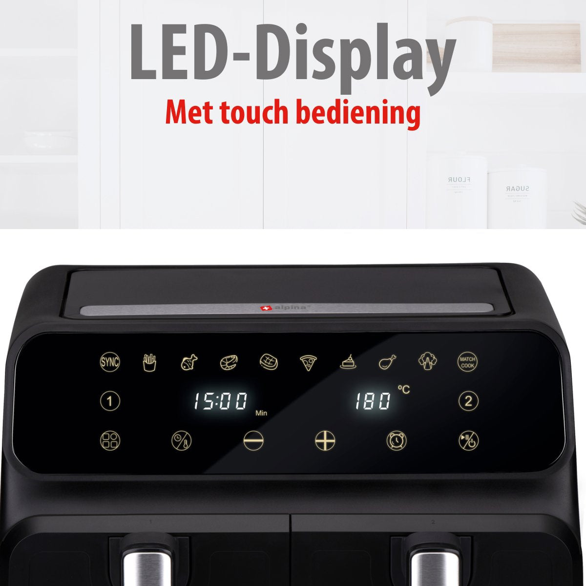 alpina Dubbele Airfryer XXL - Heteluchtfriteuse 2x4L - maximondo