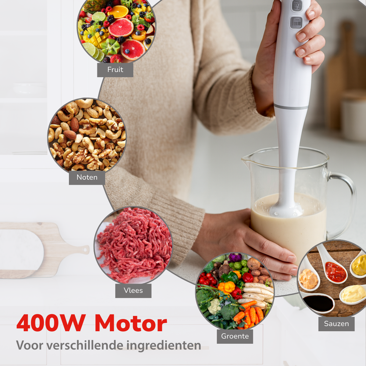 alpina Staafmixer 400W - Handmixer met Turbofunctie - maximondo