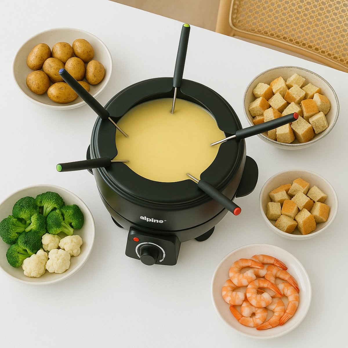 alpina Fondueset Elektrisch 800W – Fonduepan 2L - maximondo