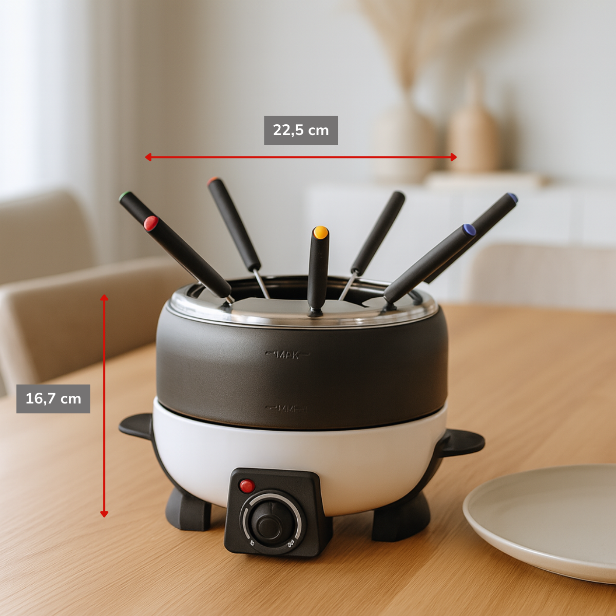 Cuisinier Deluxe Fondueset Elektrisch 800W – Fonduepan 2L - maximondo