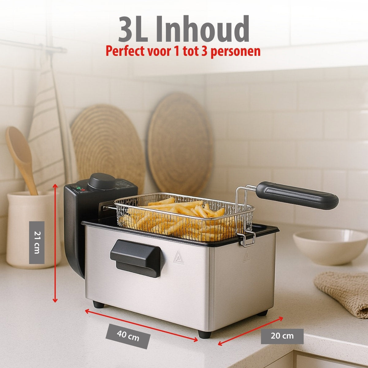 alpina Frituurpan 3 Liter - Friteuse 2000W - maximondo