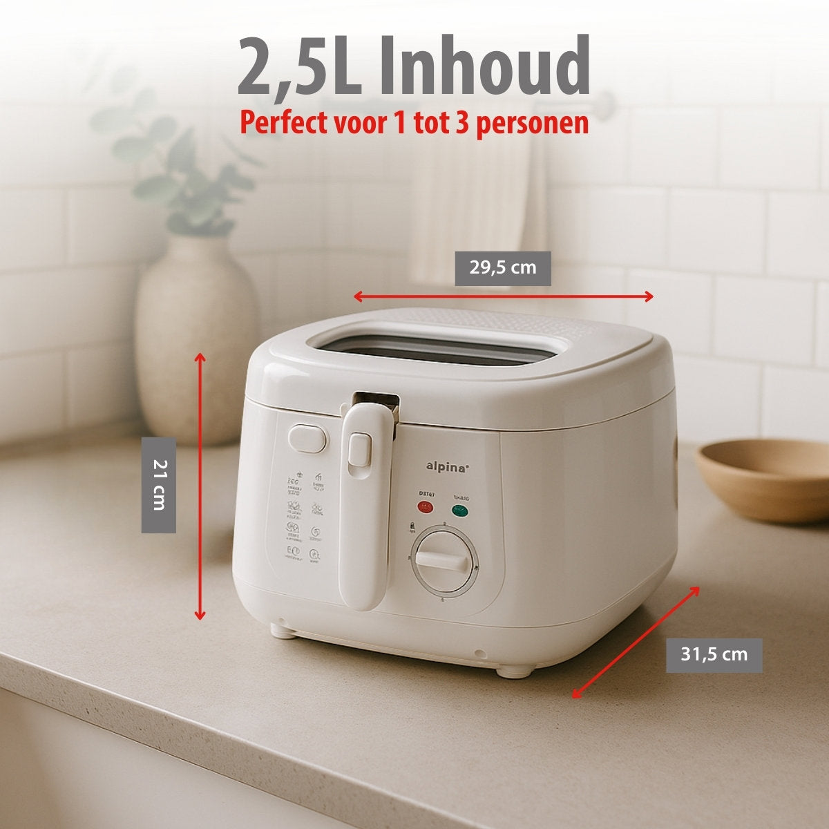 alpina Frituurpan 2.5L - Wit - maximondo