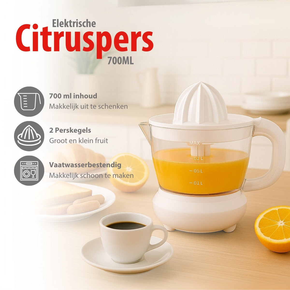 alpina Citruspers 0.7L – Sinaasappelpers Elektrisch 25W - maximondo