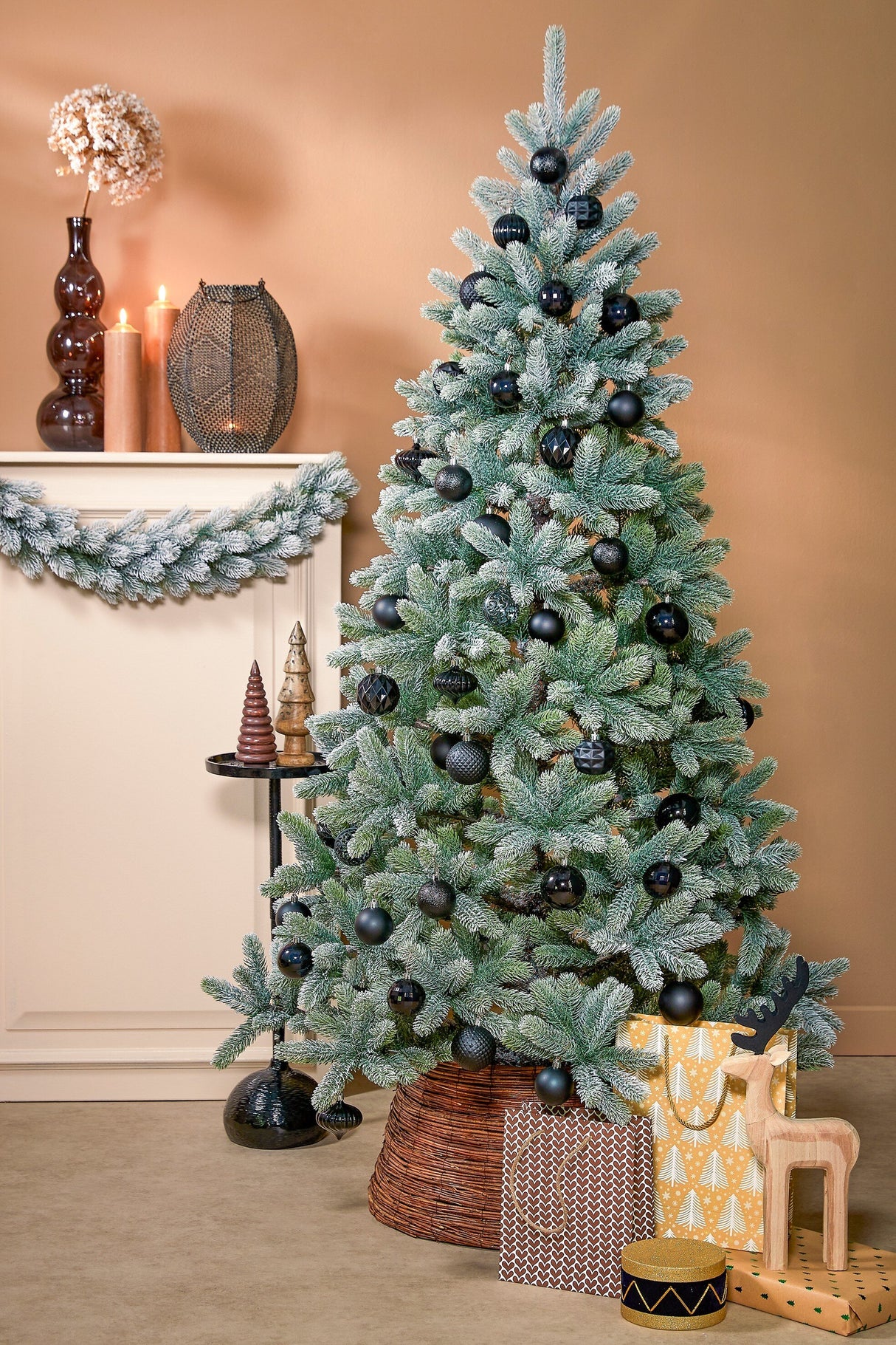 Mica Decorations Boom decoratie onbreekbaar zwart 60 stuks - d7cm - maximondo