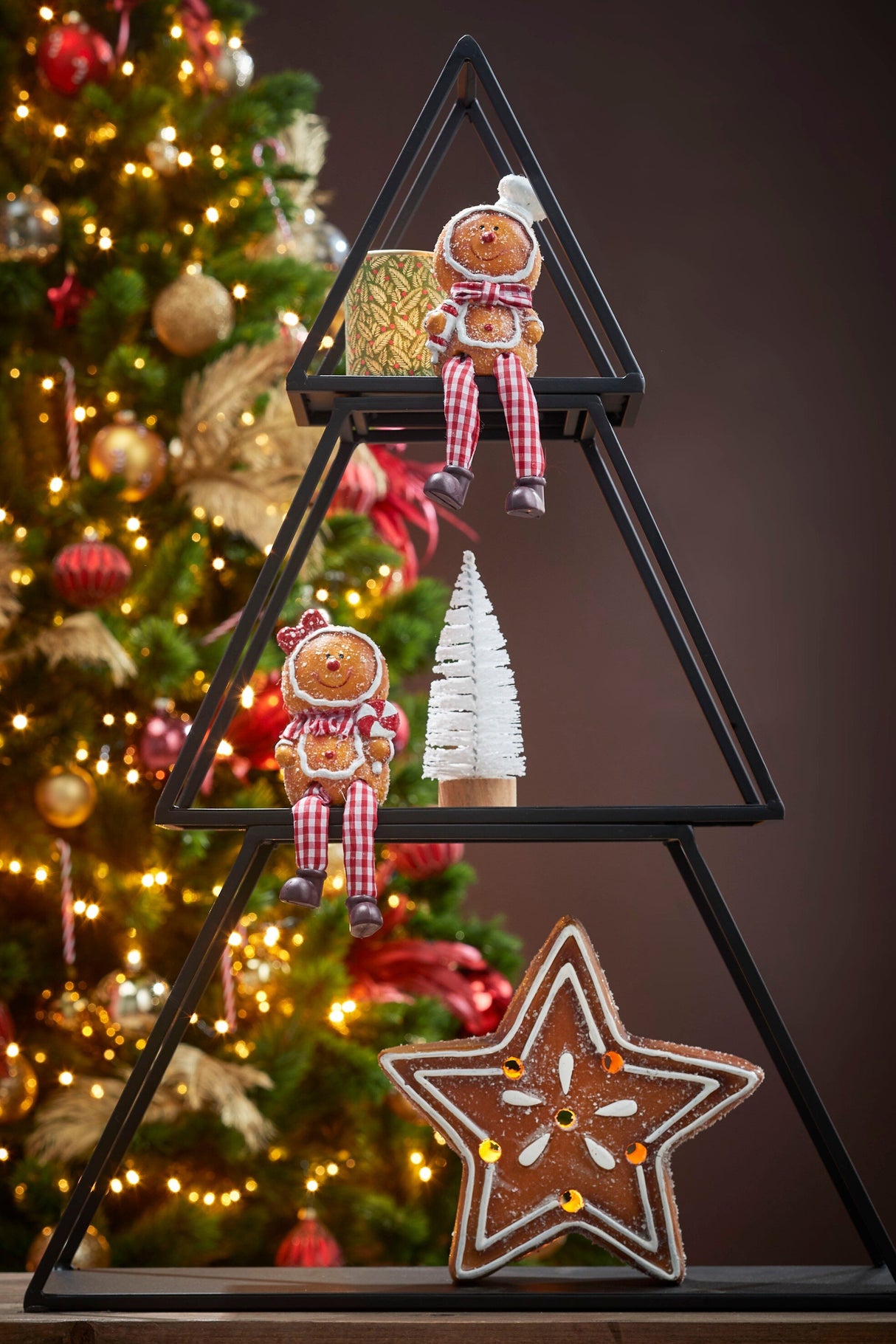 Mica Decorations Decoratie tray boom zwart 3 delig - l50xb14xh71cm - maximondo