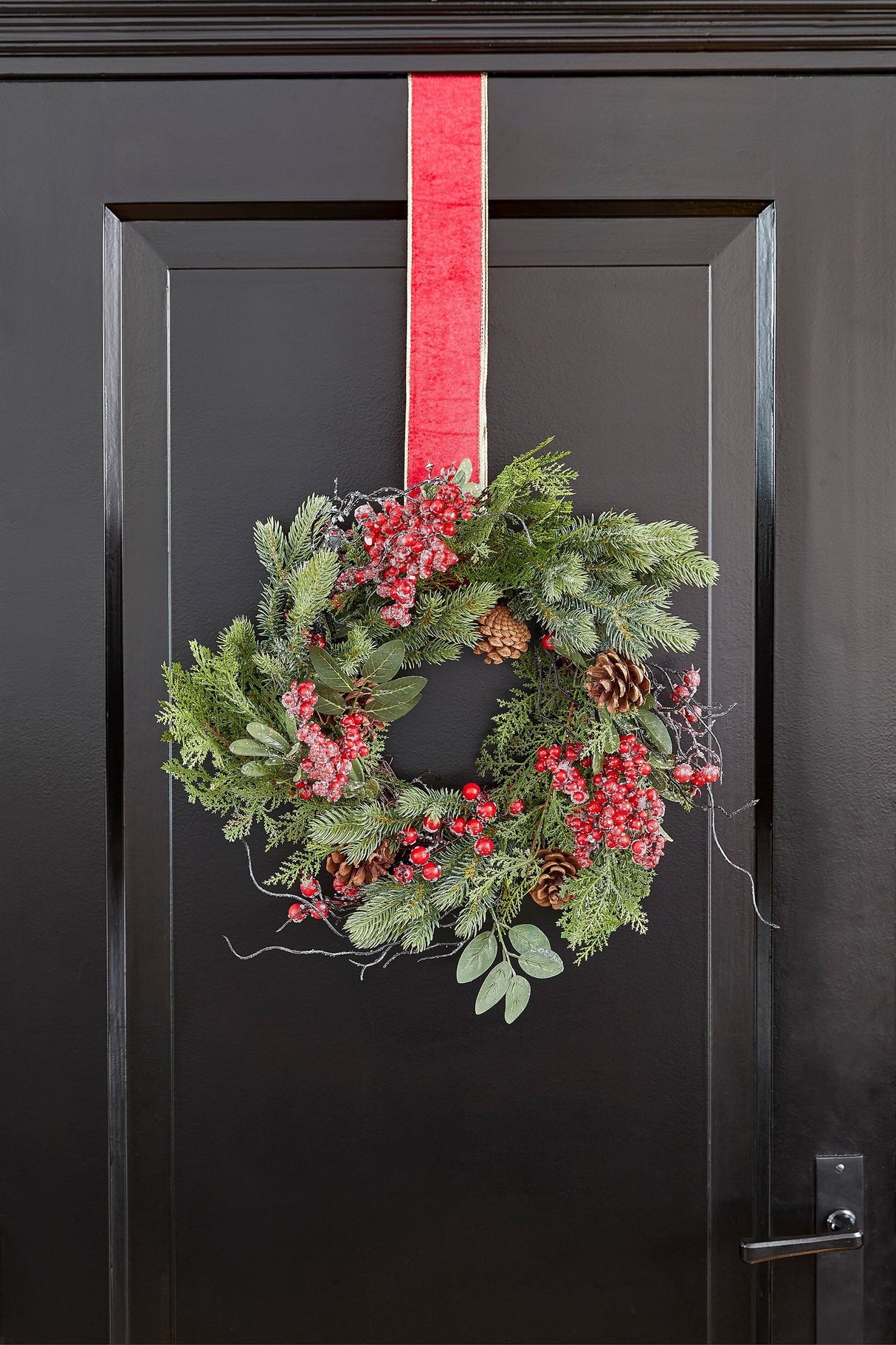 Mica Decorations Randell kerstkrans rood frosted - h12xd50cm