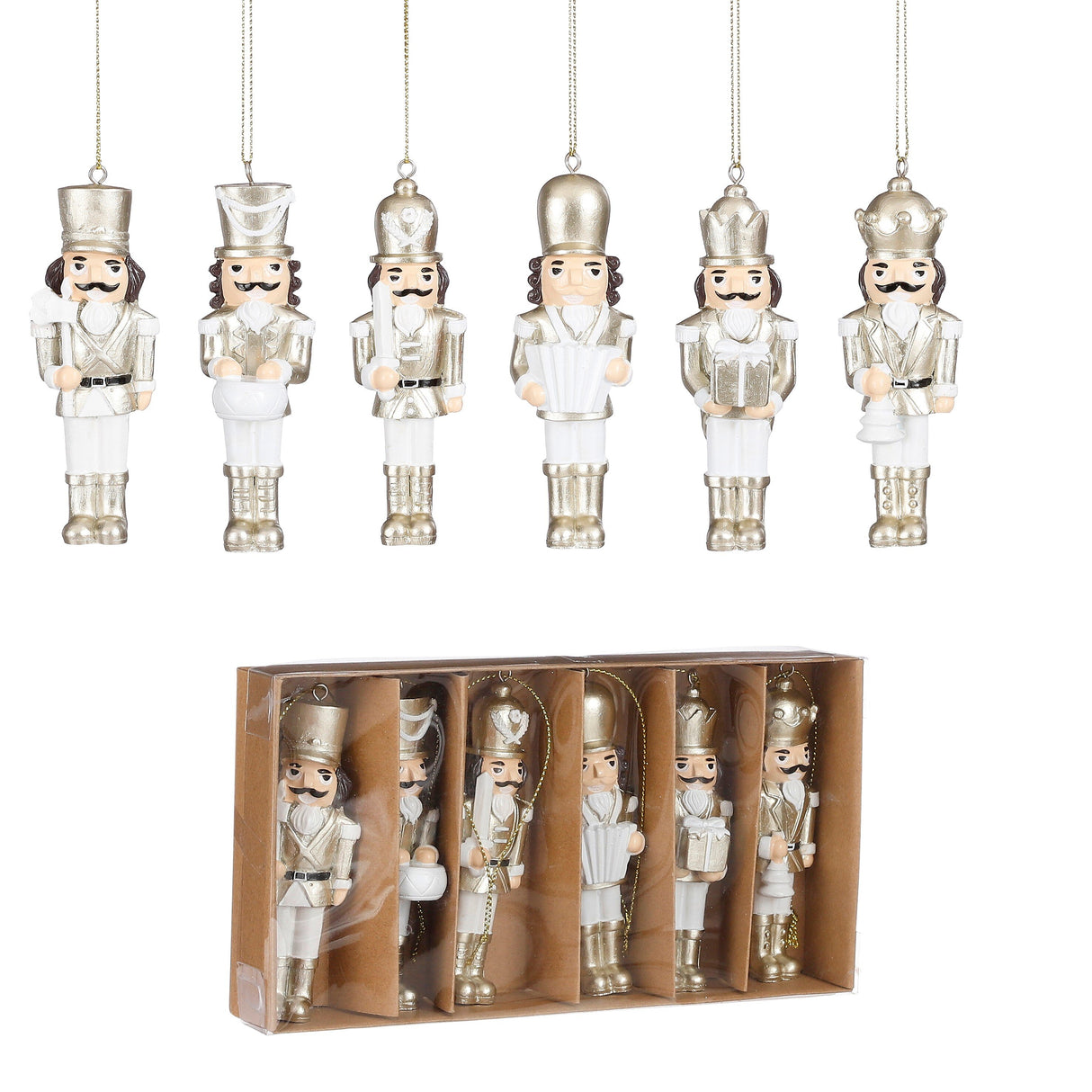 Mica Decorations Ornament notenkraker goud 6 stuks - l4xw2xh10,5cm - maximondo