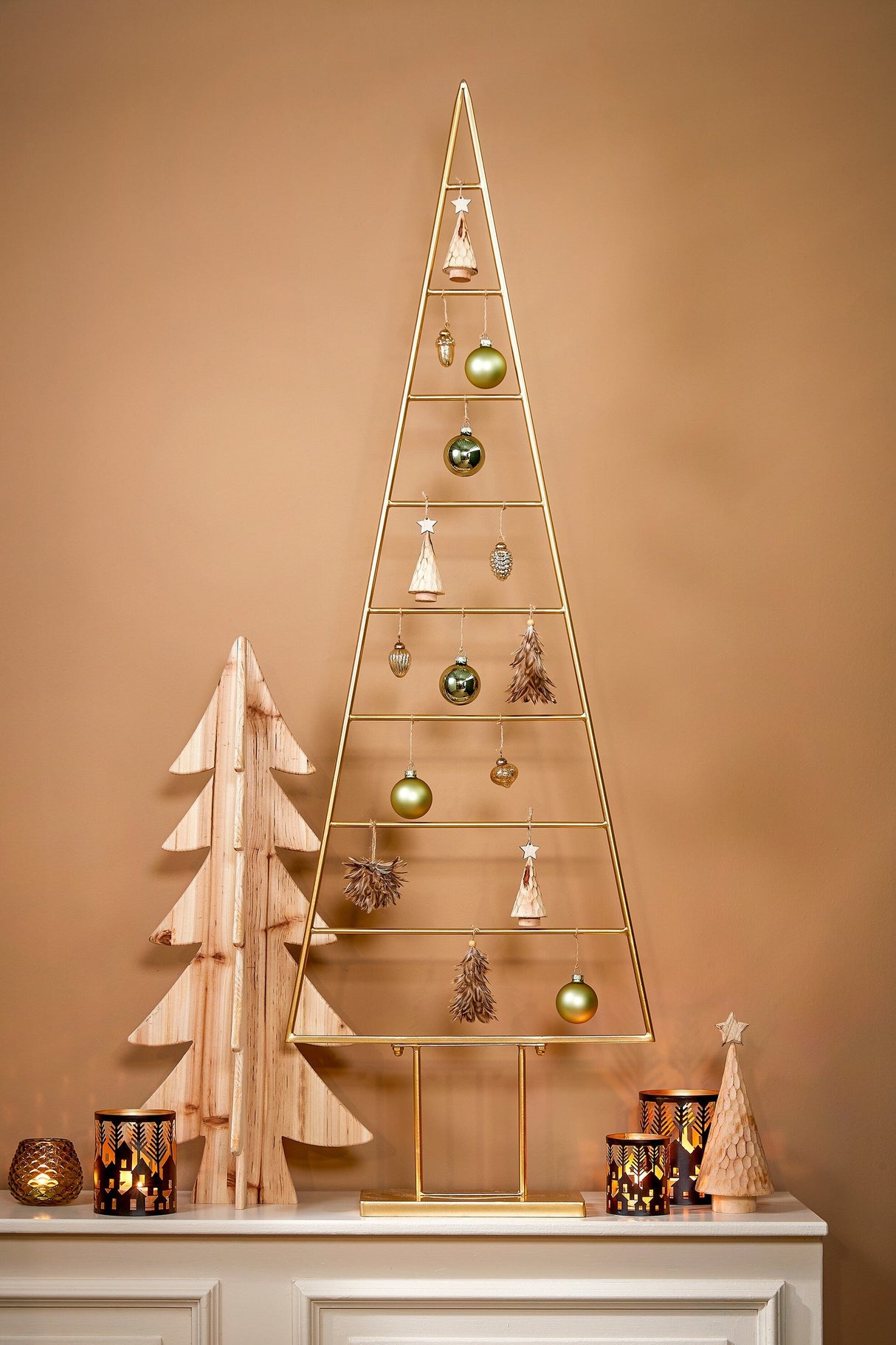 Mica Decorations Decoratie Kerstboom - L50 x B15 x H152 cm - Metaal - Goud - maximondo