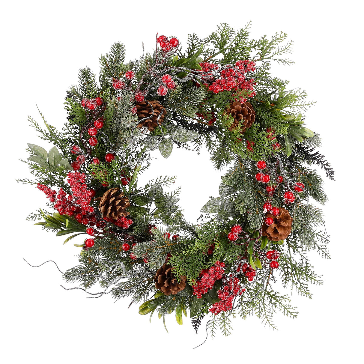Mica Decorations Randell kerstkrans rood frosted - h12xd50cm