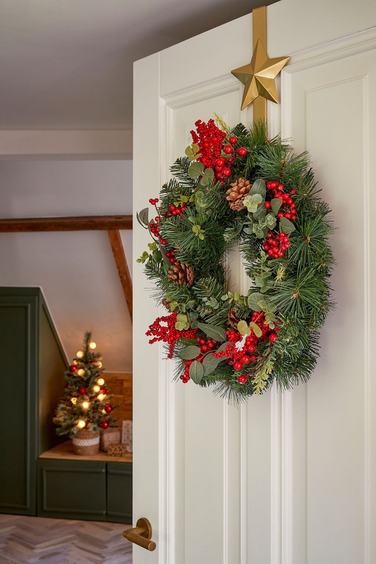 Mica Decorations Harvey krans rood - h11xd40cm