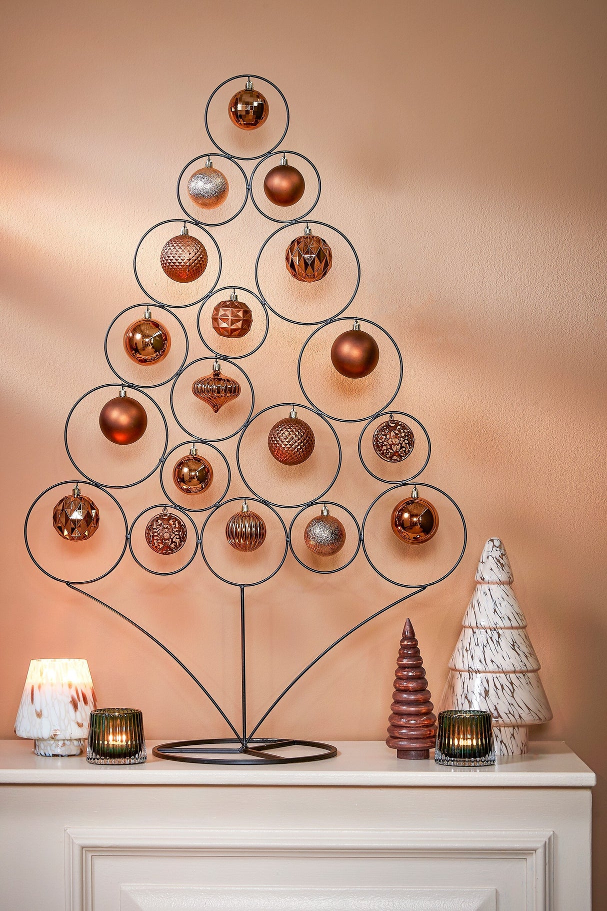 Mica Decorations Boom decoratie onbreekbaar bruin 60 stuks - d7cm