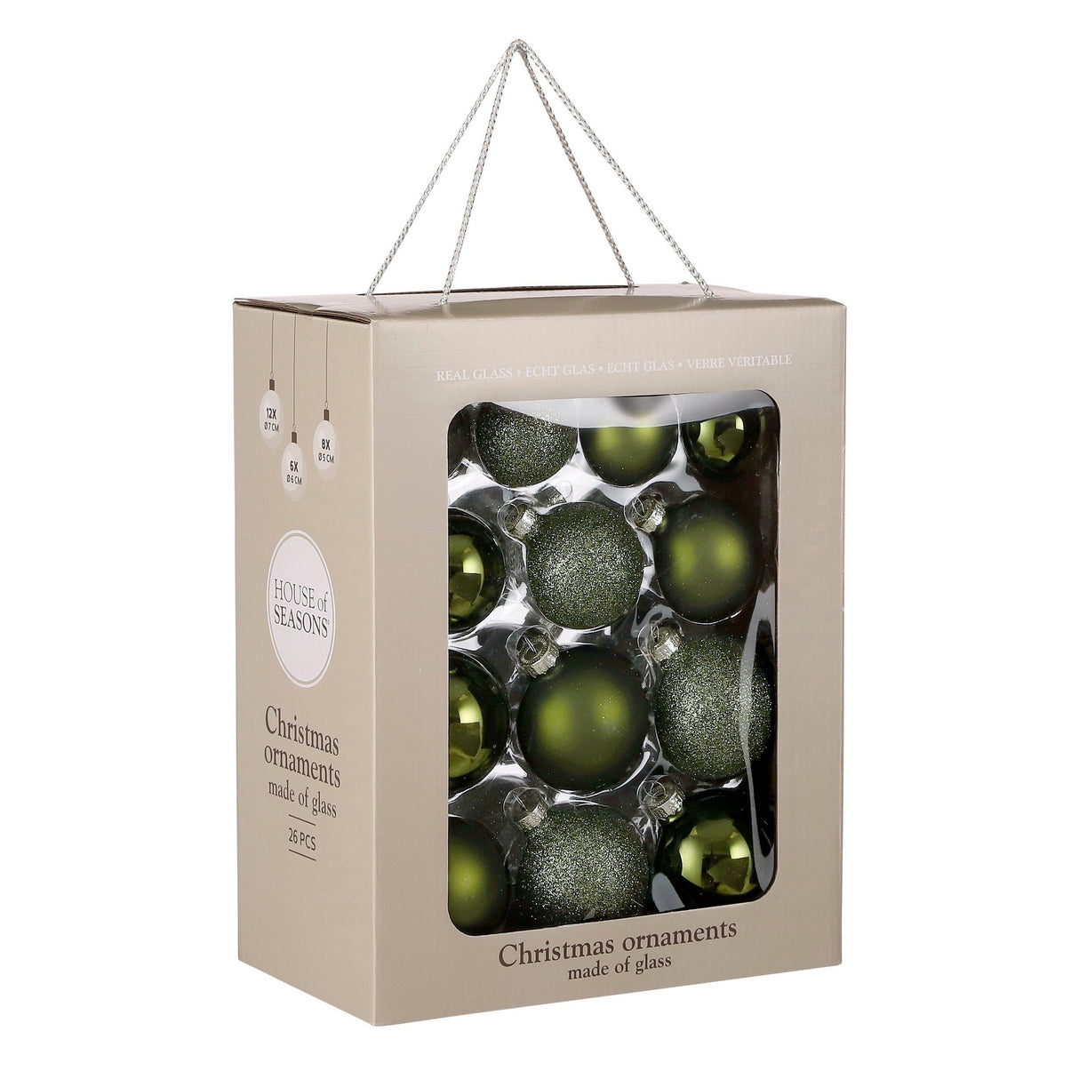 Mica Decorations Bal glas d.groen 26 stuks - d7cm - maximondo