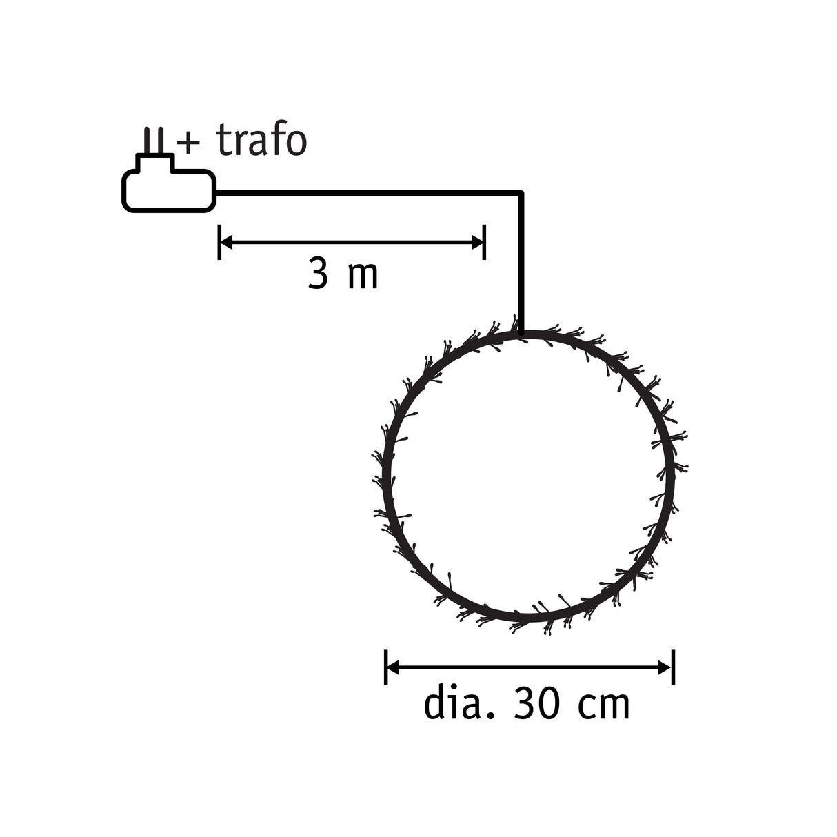 Luca Lighting Krans zwart warm wit 108led IP44 - d30cm - maximondo