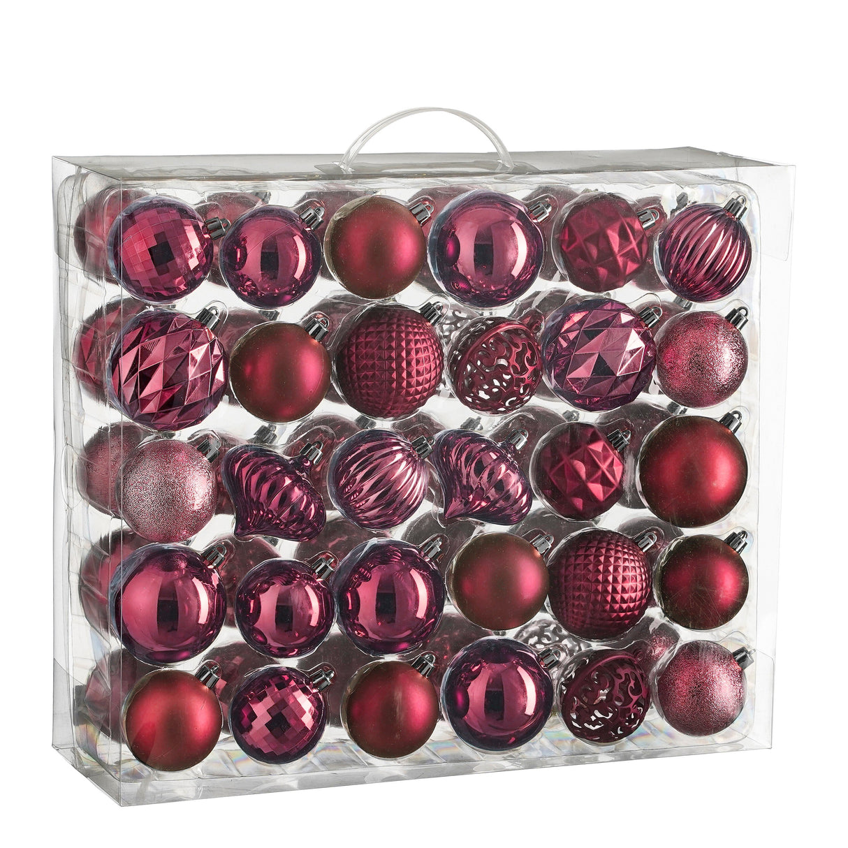 House of Seasons Boom decoratie onbreekbaar fuchsia 60 stuks - d7cm - maximondo