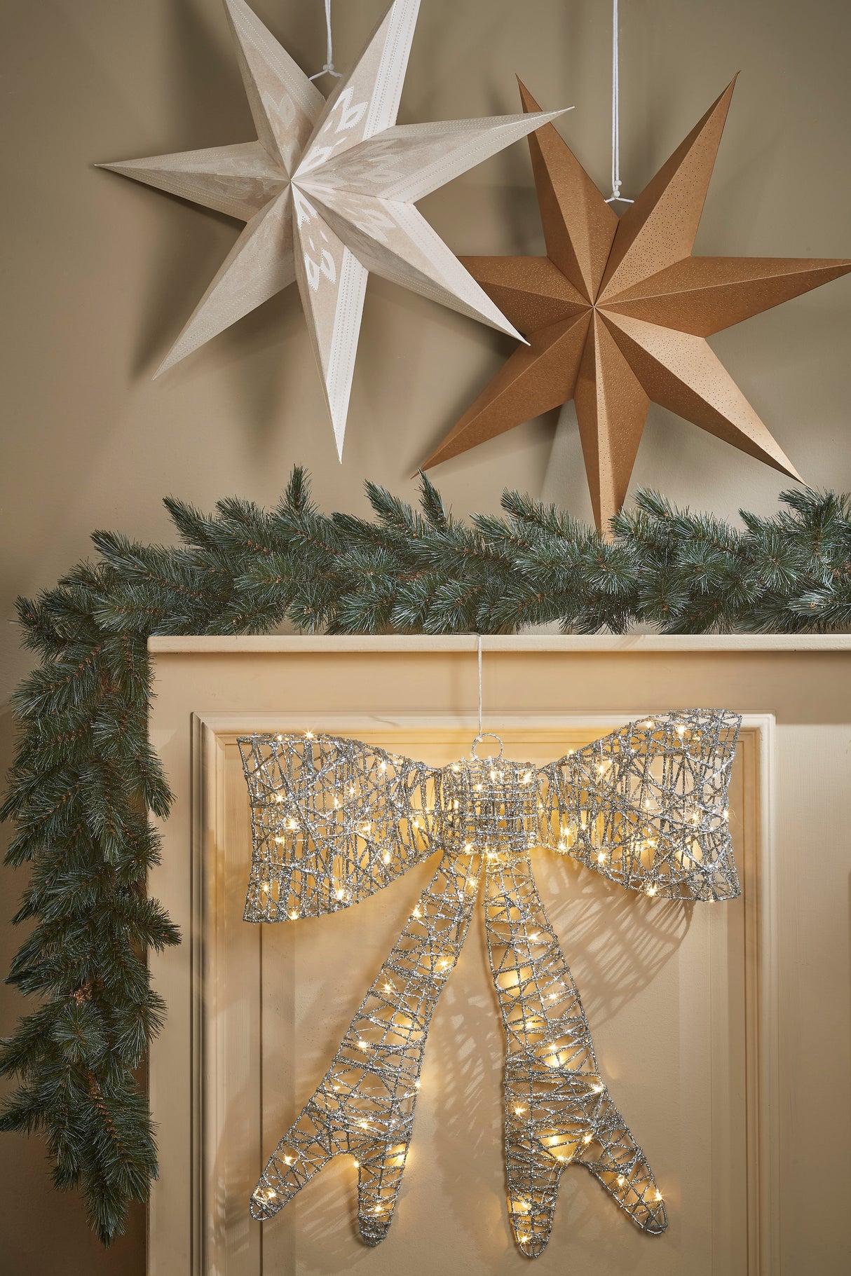 House of Seasons Ster hangend beige - h18xd60cm - maximondo