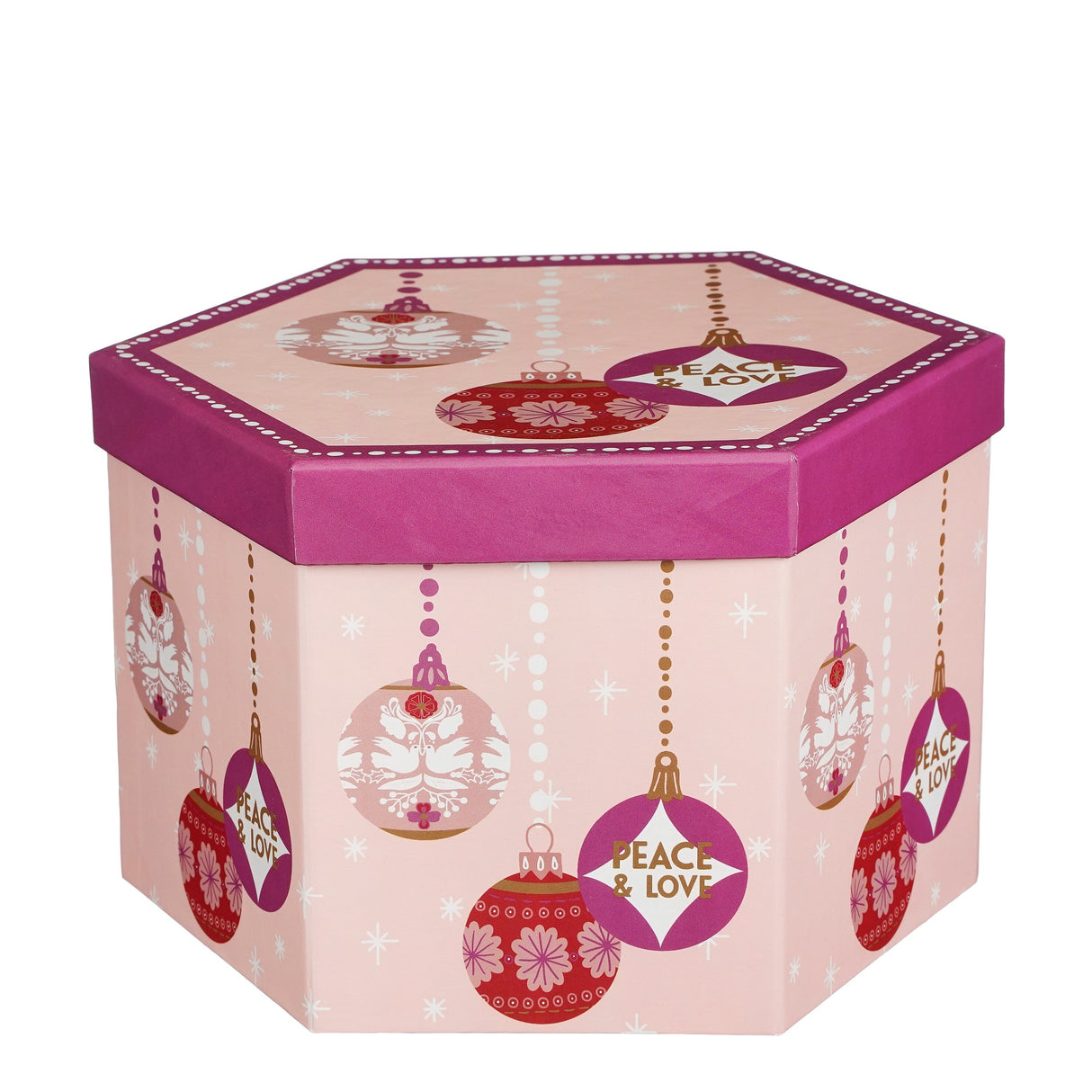 House of Seasons Bal onbreekbaar Peace & Love cadeau set roze 14 stuks - d7,5cm - maximondo