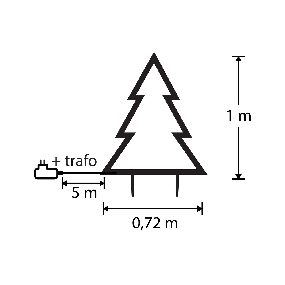 Luca Lighting Garden d light neon tuinsteker boom zwart warm wit connectable IP44 8FC timer - l72xh100cm - maximondo