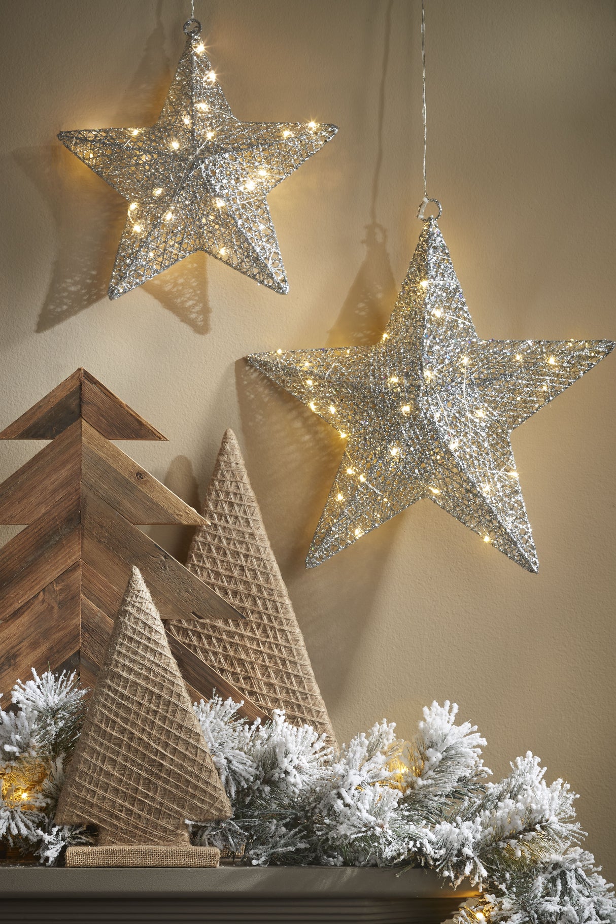 Luca Lighting Decoratie ster zilver warm wit 50led werkt op batterijen -b11xd40cm - maximondo