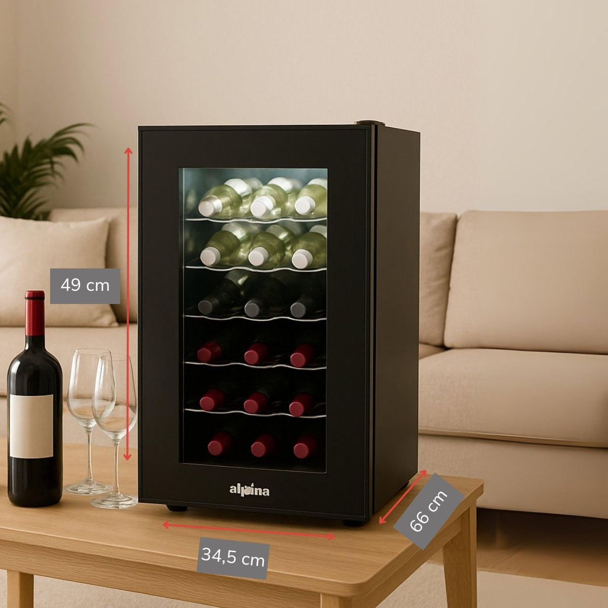 alpina Wijnkoelkast – Wijnklimaatkast voor 18 Flessen - maximondo