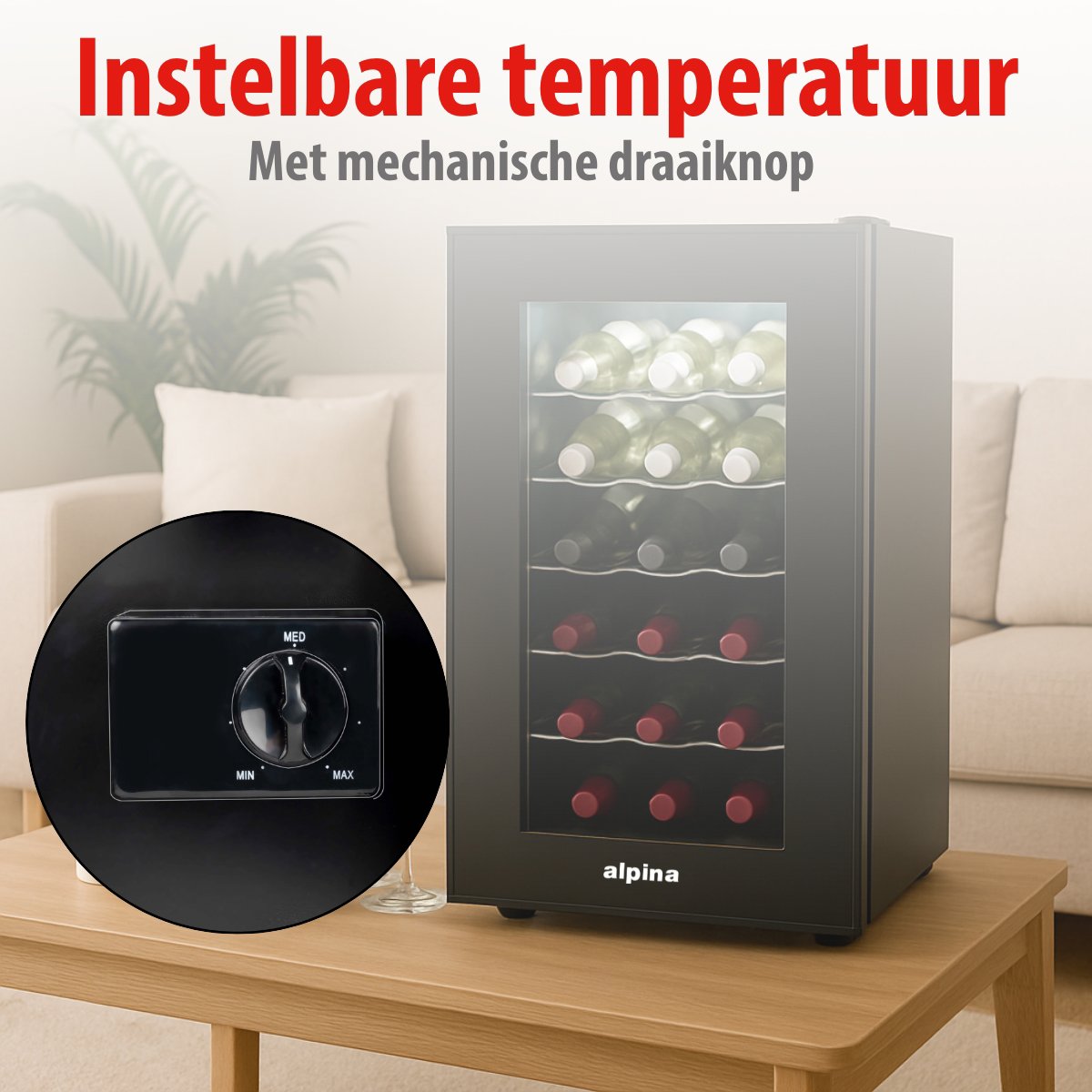 alpina Wijnkoelkast – Wijnklimaatkast voor 18 Flessen - maximondo