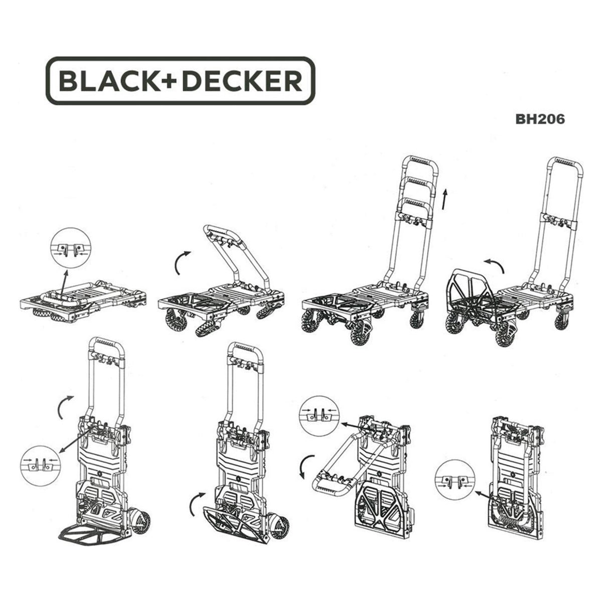 BLACK+DECKER steekwagen en plateauwagen 2-in-1 55kg - maximondo