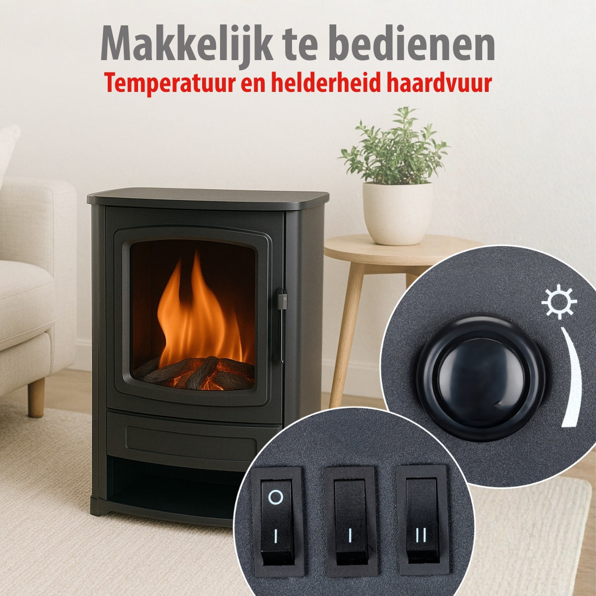 alpina elektrische sfeerhaard Helsinki vrijstaand LED vuureffect 2000W ND-183 - maximondo