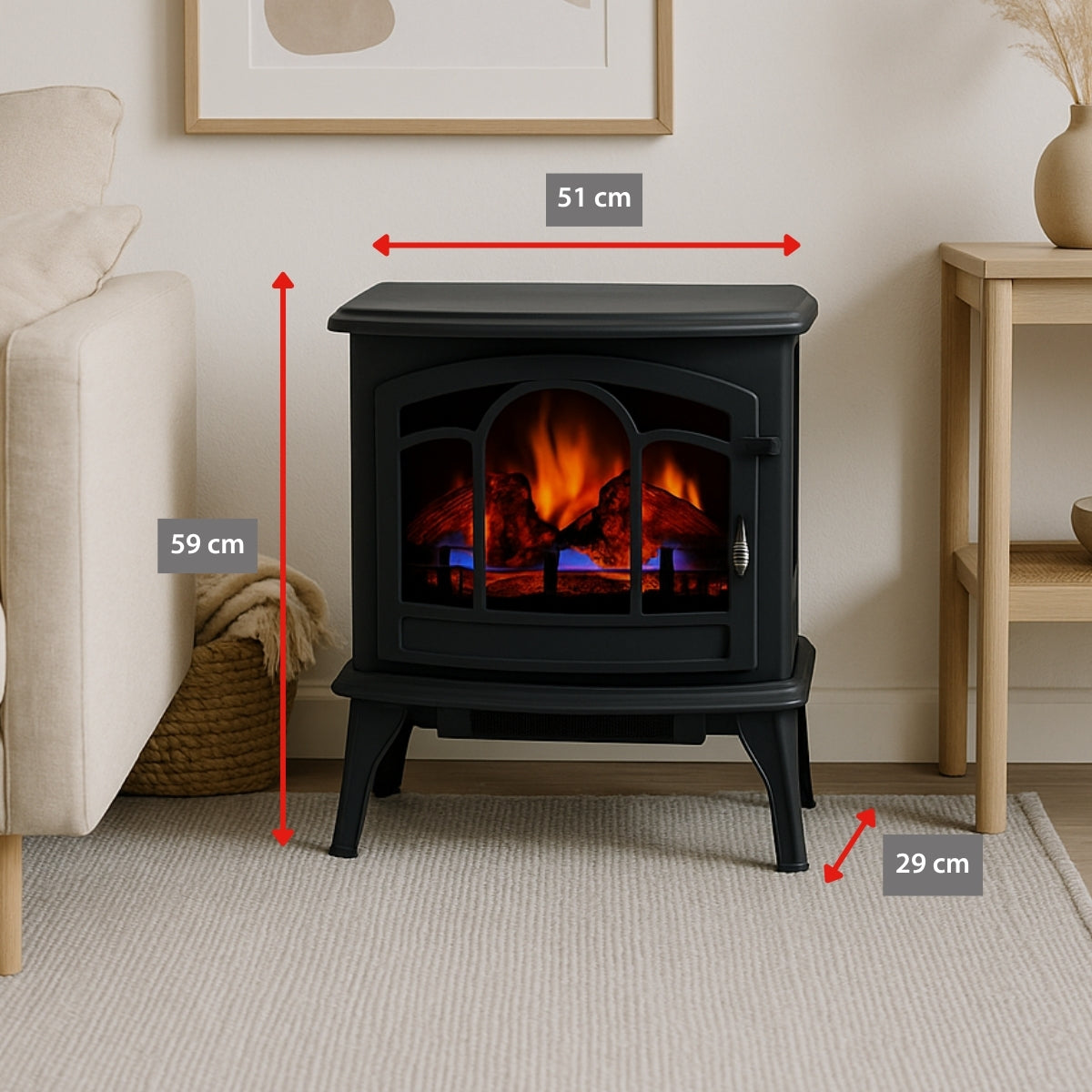 alpina Elektrische Haard Vicenza, 2000W, Zwart - maximondo