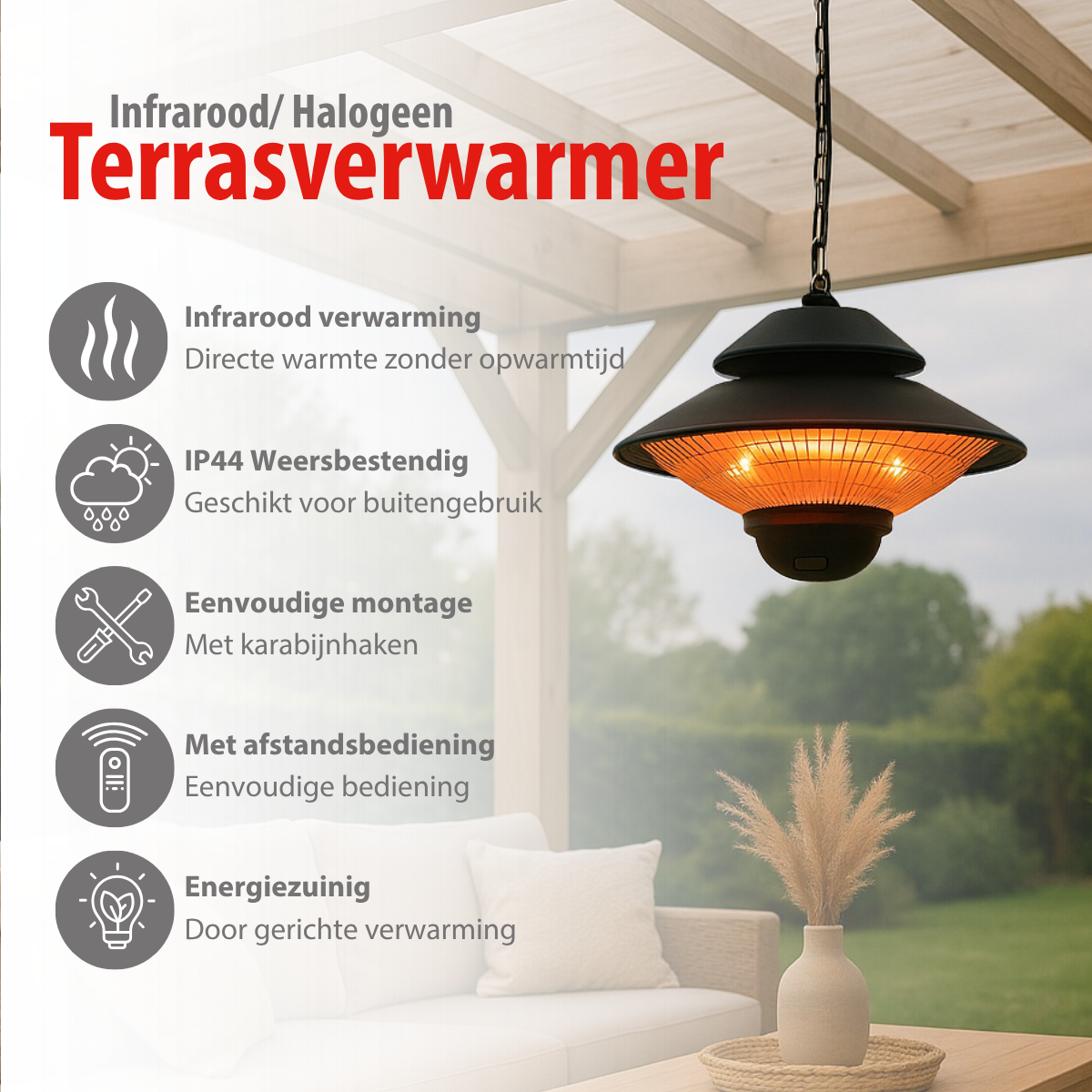 alpina Infrarood Terrasverwarmer 1500W - maximondo