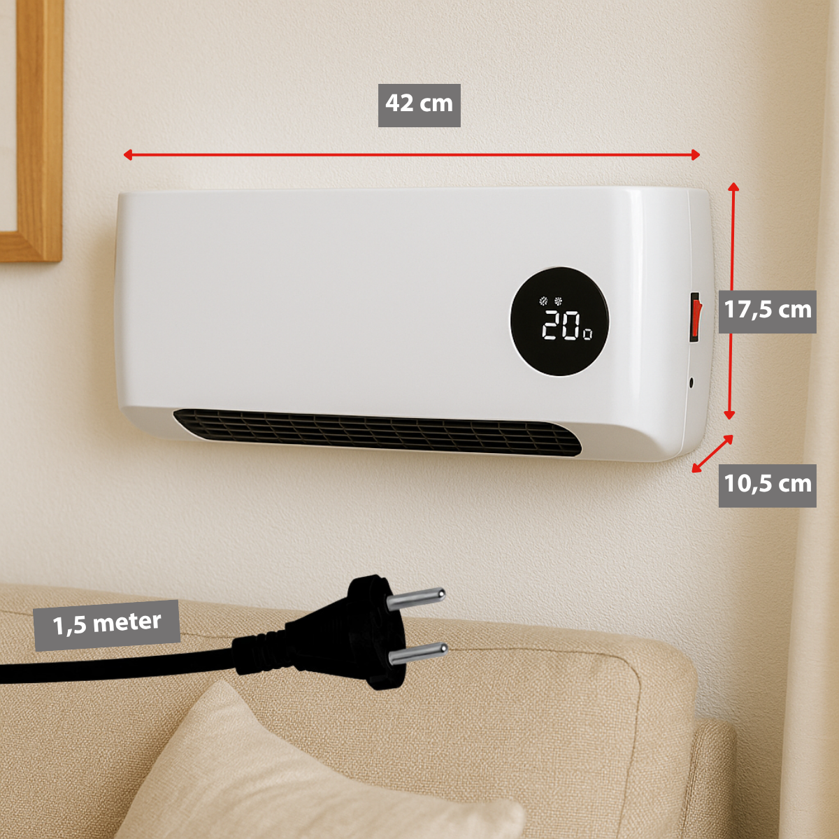 alpina wandverwarming en ventilator PTC keramisch 2000W - maximondo