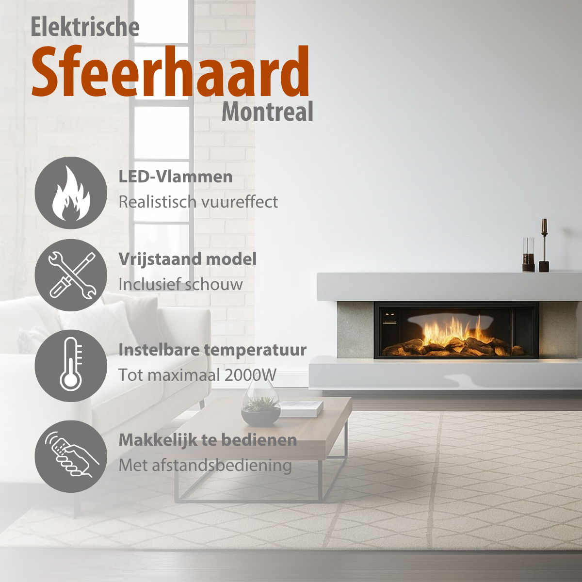 Classic Fire Sfeerhaard Elektrisch Montreal 2000W