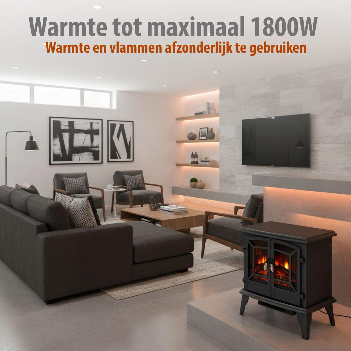 Classic Fire Sfeerhaard Elektrisch Narvik met LED Vlammen - maximondo